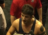 Martinez, moments after winning his latest match at the NCAA Wrestling Championships. He will wrestle tonight for a place (March 17) in Saturday's finals.